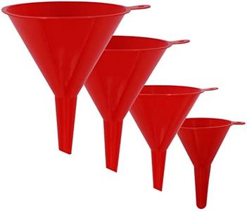 KongNai 4 Pieces Plastic Funnel Set for Kitchen and Automotive Use, Mini, Small, Medium and Large Funnel for Filling Bottles, Canning, Cooking, Lab or Car Oil Funnels