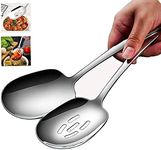 SIAIQIANG X-Large Serving Spoons Set,18/8 Stainless Steel Slotted Spoon and Serving Spoon,9.8 Inch Buffets Utensils of Spoons Set,Tabletop Flatware Serving Utensil (2pack)