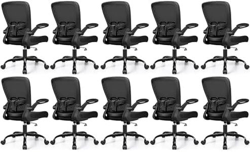 FelixKing Office Chair, Ergonomic Desk Chair with Adjustable Height and Lumbar Support Swivel Lumbar Support Desk Computer Chair with Flip up Armrests for Conference Room (Black),Pack of 10