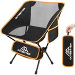 Lightweight Folding Camping Chair Compact Portable Ultralight Fishing Chairs for Adults and Kids Small Camp Beach Chair with Carry Bag Outdoors Lawn Hiking Beach Trip Travel Picnic Garden Orange