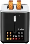 Trisiko® Touch Screen Toaster 2 Slice,Smart Toaster with Digital Timer, 1.38" Extra-Wide Slots for Bread& Bagel,with Reheat, Defrost, Cancel, +15s Boost, Great for Home, Office, Dorm (Black)