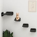 Cat Wall Furniture Corner Climbing Shelf Perches, Cat Bed Wall Mounted with 3 Wide Steps,Modern Floating Stairs for Wall Indoor Cats up to 13 Lbs,Gift for Cat - Black