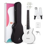 Concert Ukulele Enya Nova U 23” Cutaway Carbon Fiber Beginner Travel Ukulele Kit Waterproof Ukelele with Case,Strap,Capo,Strings (White)