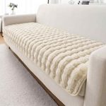 Styleys Faux Rabbit Fur Sofa Cover Mat for L Shape & 1/2/3 Seater Sofa – Ultra Soft, Non-Slip, Washable Couch Protector – Luxurious Furniture Cover for Living Room - 70X120cm, Beige, PPTMSFD-3C
