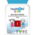 Health4All Kids Sea Kelp Iodine 75mcg Sublingual 90 Tablets (V) Vegan. Natural Iodine for Children Supports Learning and Growth, Orange Flavoured Chewable Tablets