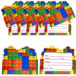 Building Block Invitation Cards, Building Block birthday Party Supply, Birthday Party Invitations for boys or Girls(style 1)