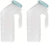 Global Deluxe Male Urinal Incontinence Pee Bottle 32oz./1000ml with Cover (Glow in The Dark Lid, Pack of 2)