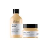 L'Oréal Professionnel Absolut Repair Shampoo & Mask for Dry & Damaged Hair - 300ml+250ml | Professional Routine for Strenghthening & Repairing Hair, Protein & Omega-9, For Men & Women