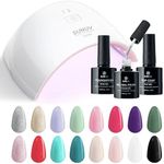 SUNUV SUN9C LED UV Light for Nails Pink, Hema-Free Gel Nail Polish Kit, 16 Colors Gel Polish Set with Top Coat and Base Coat