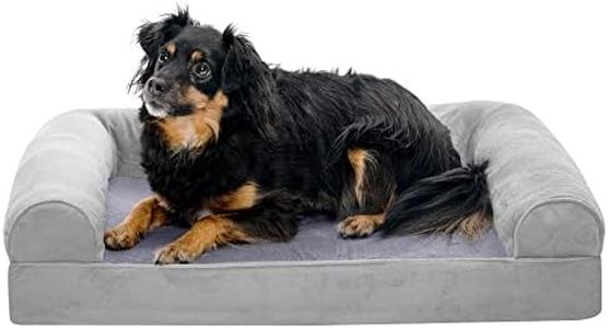Furhaven Medium Orthopedic Dog Bed Faux Fur & Velvet Sofa-Style w/Removable Washable Cover - Smoke Gray, Medium
