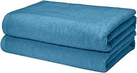 Amazon Basics Quick-Dry Bath Towels - 100% Cotton, 2-Pack, Lake Blue