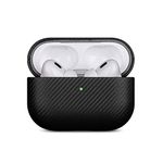 LOPIE AirPods Pro Case Cover (Not for AirPods Pro 2nd Gen), Handmade AirPods Pro 1st Generation Case Protective Cover, Carbon Fiber Style Vegan Leather Case for Men/Women - Black