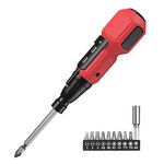 LOFICOPER Rechargeable Cordless Screwdriver, Mini Electric Screwdriver Set, Portable Power Screwdriver Kit with 10 Bits, Charging Cable, LED Lights, for Phones, PC, Toys, Red