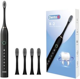 Dento-B Adult X-2 Sonic Electric Toothbrush With 4 Brush Heads 6 Brushing Modes 42000 Vibrations Per Minute 2 Hours Charging Lasts Upto 60 Days Dupont Brush Head 1 Year Warranty (Black)