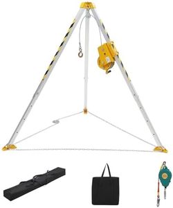 GarveeTech Confined Space Tripod Kit, 1200 lbs Winch, 7' Legs & 98' Cable, Steel Confined Space Rescue Tripod with 33' Fall Protection, Storage Bag for Traditional Confined Spaces Safety