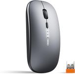 inphic Wireless Mouse, Slim Rechargeable Mouse Silent Click 2.4G Wireless Mice 1600DPI Mini Optical Portable Travel Cordless Mouse with USB Receiver for PC Laptop Computer Mac MacBook (Grey)