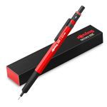rOtring 500 Mechanical Pencil | 0.5mm HB Lead | Red hexagonal plastic barrel and non-slip textured metal grip