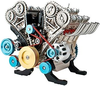 DjuiinoStar Vehicle Engine Model Assembly Kit (350+ Pieces Components, 3 Hours Assembly Time), Eight-Stroke Straight-Eight Gas Engine Working Model, 8 Cylinder Engine Kit DM118