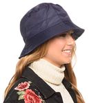 Adjustable Waterproof Bucket Rain Hat in Nylon, Easy to fold (A Navy)