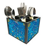 Nutcase Designer Cutlery Stand Holder Silverware Caddy-Spoons Forks Knives Organizer for Dining Table & kitchen -W-5.75" x H -4.25" x L-5.5"-SPOONS NOT INCLUDED - Starry Starry Night