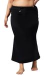 ZeroKaata Plus Size Seamless Fishcut Flare Shapewear Petticoat for Women | Shape Wear Dress for Saree | Peticote Innerwear for Women Saree Shaper | Inskirt for Saree Shapewear with Drawstring- Black