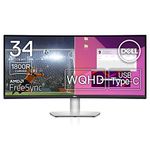 Dell Monitor 34-Inch WQHD (3440x1440) 100Hz 4Ms AMD FreeSync Curved, Adaptive Sync Technology, Adjustability - Height/Tilt