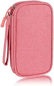 Electronics Organizer Bag Case Pouch Cable Charger Organizer Case Travel Shockproof Cord Carrying Case for Earphone Powerbank USB Hard Drive SD Card (Pink)