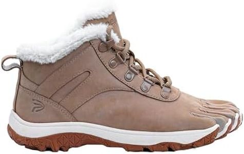 Peluva Aspen Winter Boot | Women’s Five Toe Zero Drop Barefoot Hiking Boots | Winter Ready Warm Fleece Liner, Full Grain Leather & Rugged Traction Outsole