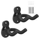 2 Pack Guitar Wall Mount Hanger, Guitar Hanger Wall Hook Bracket Holder Stand Black Display with Screws, Fits All Size Guitars, Bass, Mandolin, Banjo, Ukulele