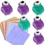 6 Pcs Colorful Craft Hole Punch- Plastic Multi Colour Shaper Punchers Pack - Puncher Supplies, For Scrapbooking, DIY Arts and Crafting, Photo Albums and Card Making