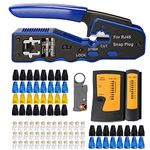 MAYLINE RJ45 RJ12 Crimp Network Tool kit, CAT5 CAT6 Stripper Cable Crimping Tool, Professional LAN Cable Tester, Ethernet Crimper kit&RJ45 Crimp Repair Tool with Connectors(Grey)