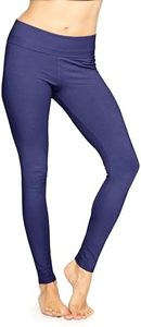 Women's Cotton Foldover Full Length Leggings Navy Blue 2X