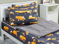 Meeting Story 3pcs Kids Comforter Sets Zipper Bedding Set for Boys,Twin Kid Bedding Set Car Comforter Construction Bedding Set for Kid,All in one Zipper Bedding（Grey,Twin）