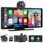Carpuride W903=903-L Portable Wireless Carplay & Android Auto with Dash Cam - 9.3" HD IPS Screen, 4K Front & Backup Camera, Loop Recording, Bluetooth, Mirror Link, GPS, Siri, Dashboard Mounted