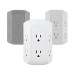GE Pro 6-Outlet Extender, Surge Protector, Spaced Wall Tap, Side-Access, 3-Prong Power Strip, Charging Station, 560 Joules, UL Listed, White, 43648