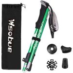 Trekking Pole, Collapsible Walking Hiking Stick for Men Women, Ultralight Aluminum Ski Pole with EVA Grip (Green 1 Pack)