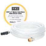 6699 25FT x 1" Suction Hose with Check Valve and NPT 1" Thread Brass Adapter PVC Reinforced Tubing With Spiral Steel Wire Vacuum Transparent Water Hose for Shallow Well Sprinkler Garden Pump TH 1025