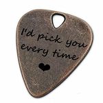 JUPPE Bronze Guitar Picks & Bass Picks, I'd Pick You Every Time Guitar Pick With Leather Case Birthday Music Gifts For Him Her or Couples (I'd Pick You Every Time)