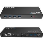 Wavlink USB C 5K Laptop Universal Docking Station Ultra HD Multiple Display Dock with 2 × HDMI and DisplayPort, Gigabit Ethernet, Type C, 6 × USB 3.0, Audio, Mic