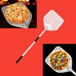 THW® 12"x14" Pizza Peel with 48" Handle | Professional Aluminum Pizza Paddle | 100% Food-Grade | Non-Stick Baking Shovel for Pizza, Bread/Durable Plastic Handle/Especially Made for Wood fire ovens