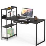 SHW 46-Inch Mission and Computer Desk with Reversible Shelves, Black