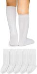 LA Active Baby Toddler Knee High Grip Socks - 5 Pairs - Non Slip/Skid Cable Knit (White, 4-6 Years)