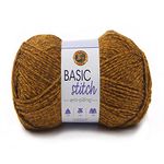 (1 Skein) Lion Brand Yarn Basic Stitch Anti Pilling Yarn, Gold Heather