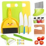 24PCS Toddler Knife Set - Kids Knifes for Real Cooking, Wooden Kids Kitchen Knife Set with Gloves Cutting Board Fruit Vegetable Crinkle Cutters Plastic Kid Safe Knives, Toddlers Kitchen Tools