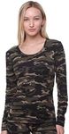 Women Thermal Underwear Top by Outland; Base Layer; Soft Lightweight Warm Fleece (XXX-Large, Camo)