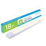 GE 38846 Premium LED Light Bar, 18 Inch Under Cabinet Fixture, Plug-in, Convertible to Direct Wire, Linkable, 628 Lumens, 3000K Soft Warm White, High/Off/Low, Easy to Install