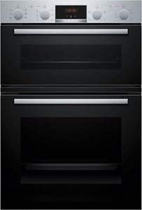 Bosch, Series 4, MBA533BS3B, 60cm Built-in Double Oven with 3D Hotair, EcoClean Direct, LED-display control and Pop-out knobs in Stainless steel
