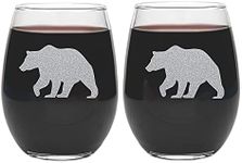 Bear Wine Glasses Set, Rustic Cabin