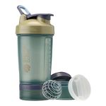 BlenderBottle Shaker Bottle with Pill Organizer and Storage for Protein Powder, Classic V2 ProStak System, 22-Ounce, Tan