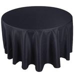 Sterling Mill Seamless Finish Polyester Round Tablecloth for Dinner Banquets Engagement Parties Weddings White Black Silver Christmas Red (Black, 48" Round)